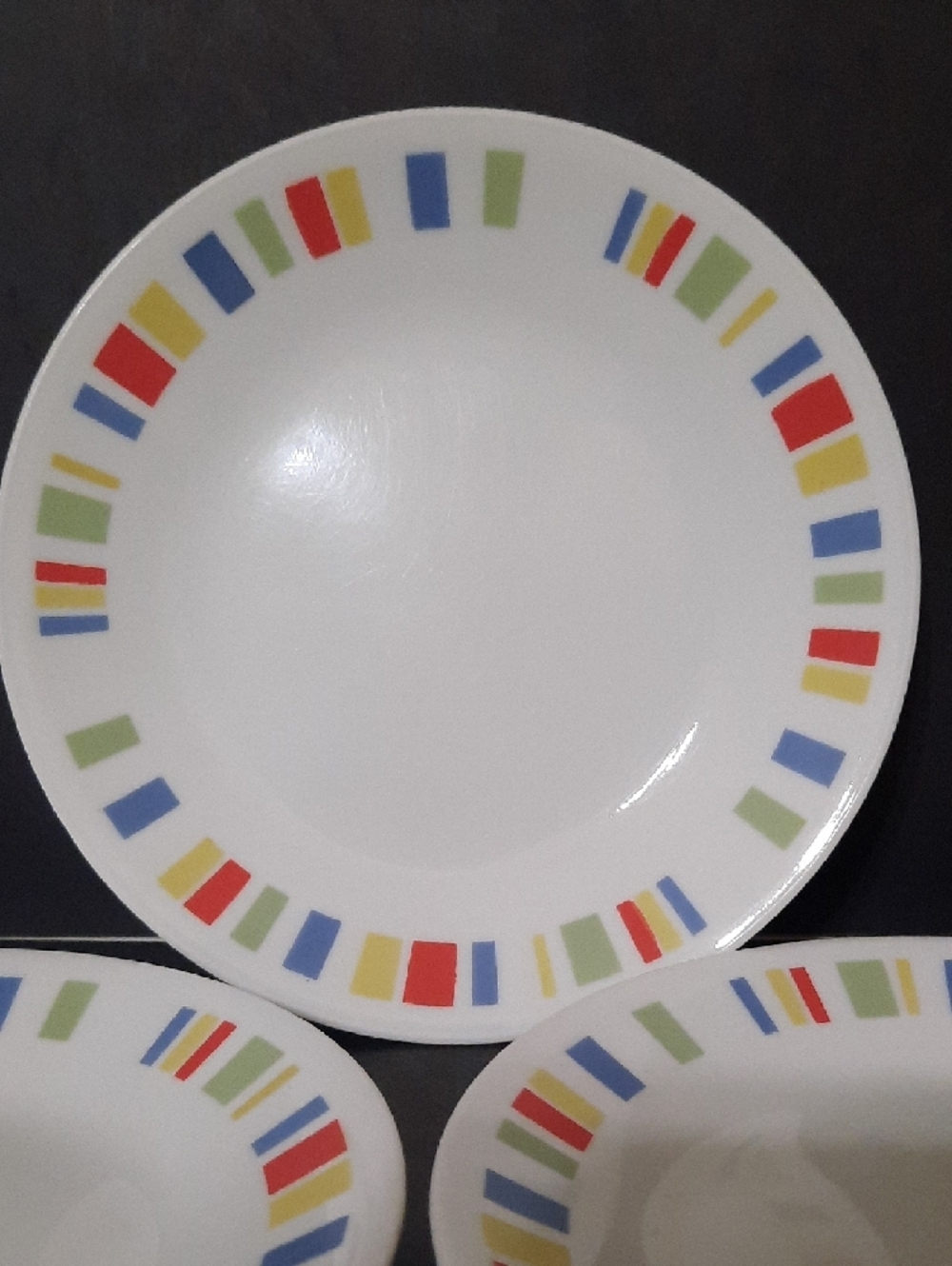 Set Of 3 Corelle Memphis Pattern Saucers - Picture 2 of 4